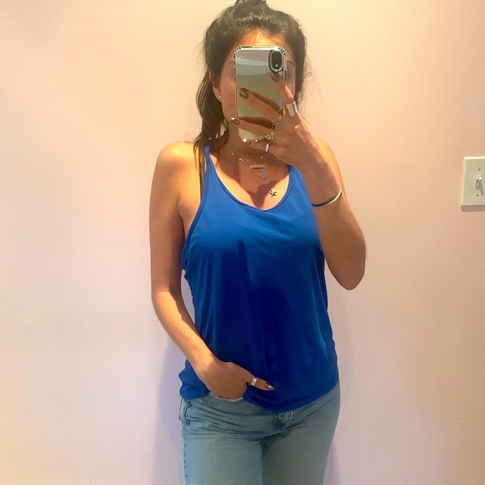 Byzella Blue Sleeveless Women's workout Top cobalt royal blue size medium active